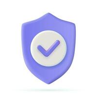 3d Shield protected icon with check. Security, guaranteed icon. Vector illustration