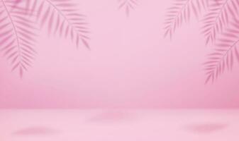 3d Empty light studio abstract background with spotlight effect and tropical palm leaves shadow. concept for your graphic design poster banner and backdrop. 3d rendering. Vector illustration