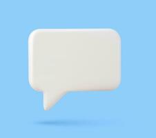 Blank white speech bubble pin isolated on blue background 3D rendering. Social network communication concept. Vector illustration