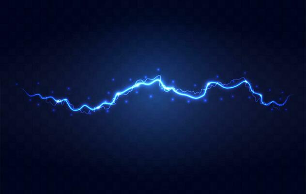 Lightning flash effect. Realistic electric lightning, Abstract background in the form of lightning. A powerful charge causes many sparks. Power of nature.