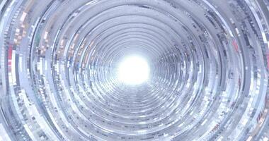 resumen metálico brillante plata cromo poliédrico túnel marco hecho de líneas de hexagonal bordes, mecánico alta tecnología túnel futurista, resumen antecedentes foto