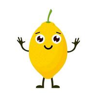 lemon character, cute character for your design. Beautiful cartoon lemon isolated on white background. Vector illustration in flat style