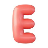 3d letter E uppercase, Realistic 3d design in cartoon balloon style. Isolated on white background. 3d rendering. Vector illustration