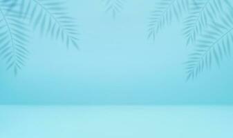 3d vacío ligero estudio resumen antecedentes con destacar efecto y tropical palma hojas sombra. concepto para tu gráfico diseño póster bandera y fondo. 3d representación. vector ilustración