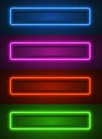 rounded rectangular neon frames . Set color. template design element in retro style. Vector illustration