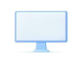 3D Computer LCD Monitor mock up with Blank or White Screen. Technology concept. 3D rendering. Vector illustration