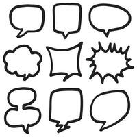 Hand drawn set of speech bubbles isolated . Doodle set element. Vector illustration.