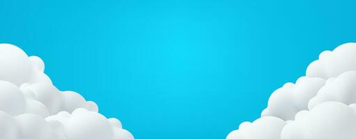 Beautiful clouds on blue sky background. Place for text. Summer day paperart banner header. Spring morning,template, border header. Vector illustration