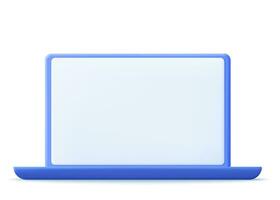 3D Computer laptop LCD Monitor mock up with Blank or White Screen. Technology concept. 3D rendering. Vector illustration