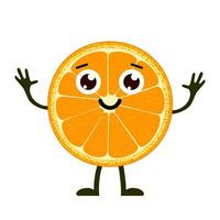 orange character, cute character for your design. Beautiful cartoon orange isolated on white background. Vector illustration in flat style