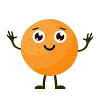 orange character, cute character for your design. Beautiful cartoon orange isolated on white background. Vector illustration in flat style