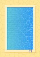 Swimming pool top view. Poster template for summer holiday. Summer pool party banner with space for text. Vector illustration in flat style