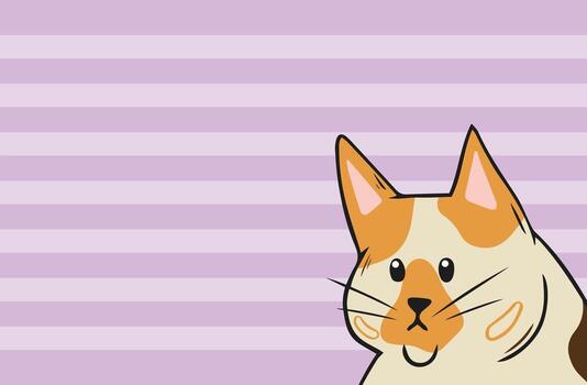 Funny cat background with copy space. Colorful cartoon style vector