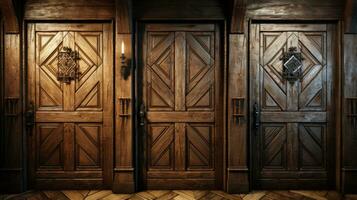 AI generated Well made solid oak doors with quality finishes AI generated image photo