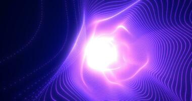 Abstract purple energy tunnel made of lines and dots of particles, tunnel glowing shiny futuristic hi-tech, abstract background photo