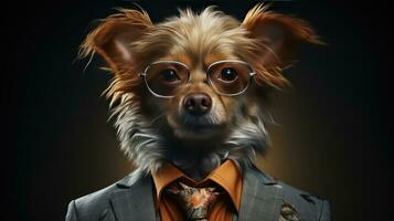 AI generated Dog businessman in a classic suit AI generated image photo