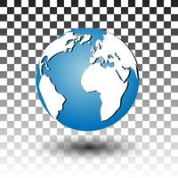 blue vector globe icon of the world