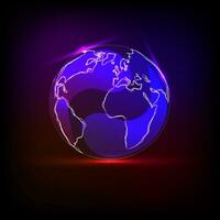 Abstract vector background with globe and neon light around