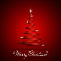 Christmas tree Simple Red ribbon on red background vector