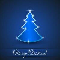 Simple blue and glossy Christmas tree isolated on background vector