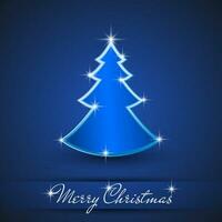 Simple blue and glossy Christmas tree isolated on background vector