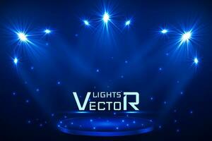 stage spot lighting. magic light. blue vector background