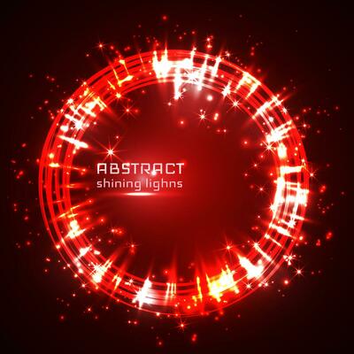 Red shining glitter vector star dust and line frame