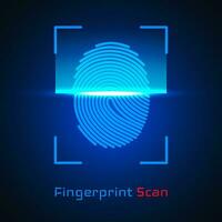 Finger print Scanning Identification System. Biometric Authorization and Business Security Concept. Vector illustration.