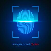 Finger print Scanning Identification System. Biometric Authorization and Business Security Concept. Vector illustration.