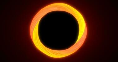 Abstract yellow orange energy magic bright glowing spinning ring of lines, background photo
