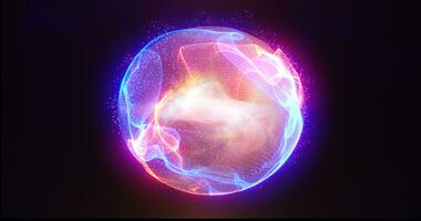 Abstract energy sphere with glowing bright particles energy scientific futuristic hi-tech background photo