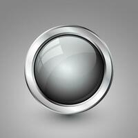 Grey shiny button with metallic elements, vector design for website