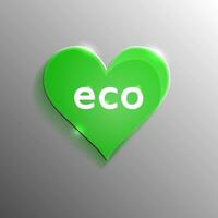 Eco Green Glass vector icon heart