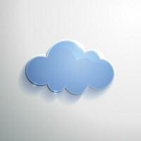 Blue glass cloud vector icon