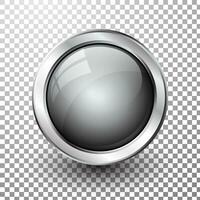 Grey shiny button with metallic elements, vector design for website