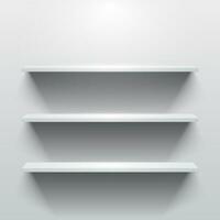 Shelves with light and shadow in empty white room vector