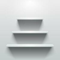 Shelves with light and shadow in empty white room vector
