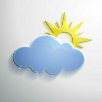 Glass weathet vector icon of sun and cloud