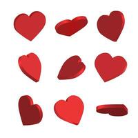 Set of simple icons of red hearts vector