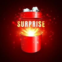 Open gift box with surprise and magic light fireworks vector