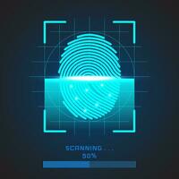 Finger print Scanning Identification System. Biometric Authorization and Business Security Concept. Vector illustration