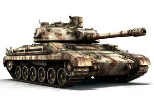 AI generated Military old tank on a white background. Neural network AI generated photo