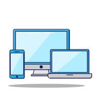 Flat line concept Laptop and phone. Vector. vector