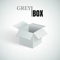 Open box, grey cardboard, vector container