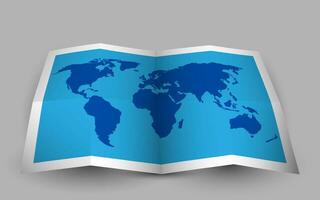 azul doblada mundo mapa. vector ilustración