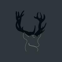 a deer head with horns on a dark background vector