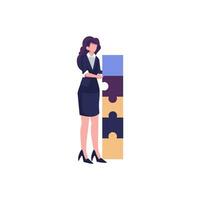 women connecting the puzzles symbol of problem solving flat style illustration vector design