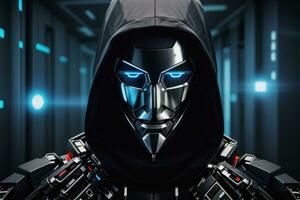 AI generated An anonymous hacker with the hoodie, Concept of Hacking, Cybersecurity, Cybercrime, and Cyberattack. photo