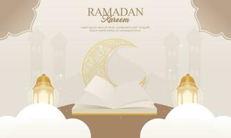 islámico Ramadán kareem celebracion. islámico saludo tarjeta modelo con Ramadán para fondo de pantalla diseño vector