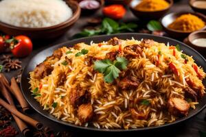 ai generado indio Biryani - Biryani - indio comida - indio cocina - Indiana foto